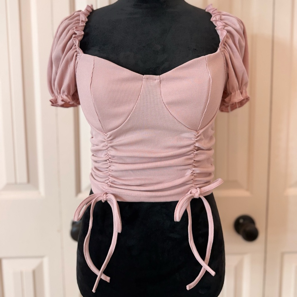 Elegant Pink Ruched Women's Top